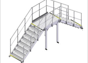 Bridge comprising two stairways and a platform