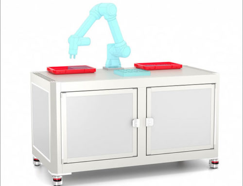Variable cobot work station with doors 
