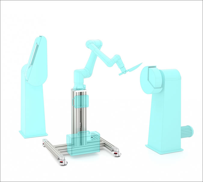 Robot column for mobile cobot, Columna de robot móvil