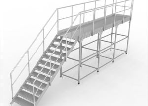 Maintenance platform with railings