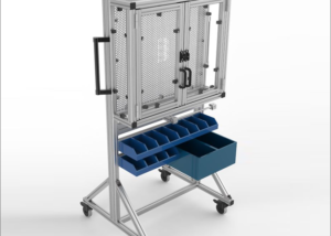 Mobile tool cart with containers and security door